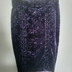 Killstar Claret Velvet Midi Pencil Skirt Plum